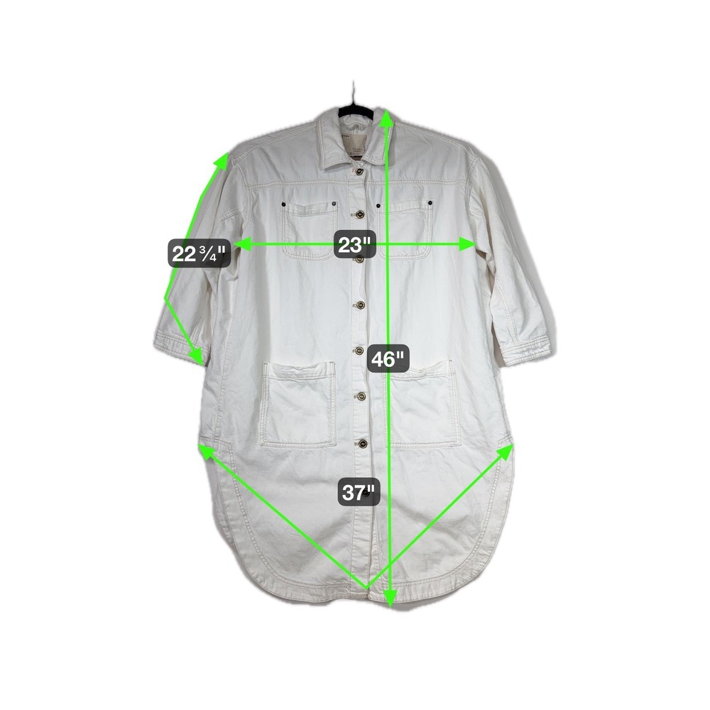 Pilcro Anthropologie White Denim Dress Shirt Jacket Oversized Medium - Picture 7 of 9